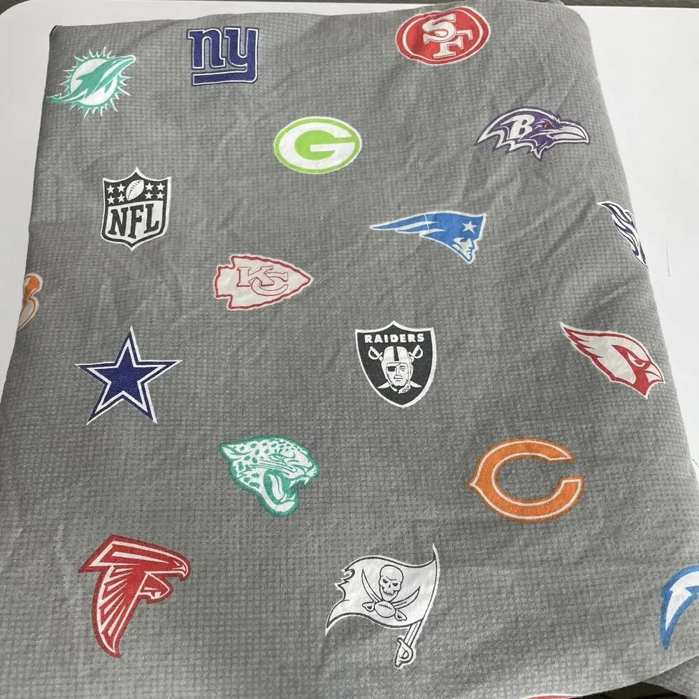 Pottery Barn PB Teens NFL Brights Football Teams Queen Flat Sheet Gray